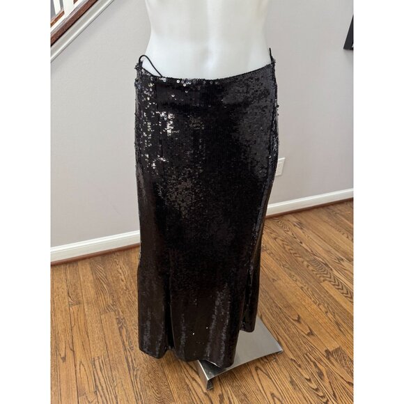 KHAITE Levine Sequin High Waisted Midi Skirt Black Size 2 - Picture 3 of 7